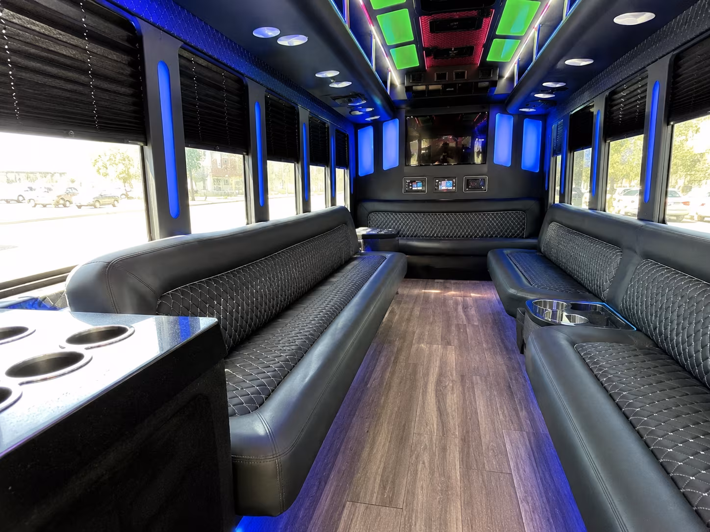 panama city 15 passenger party bus inside