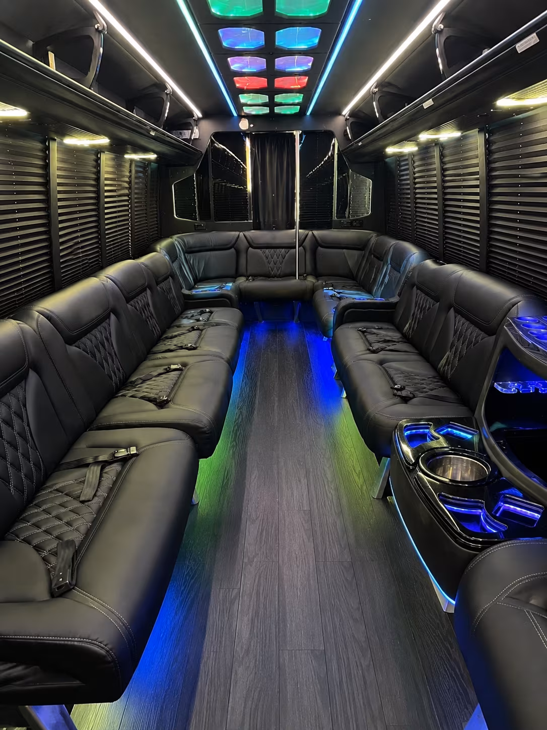 panama city 20 passenger party bus interior
