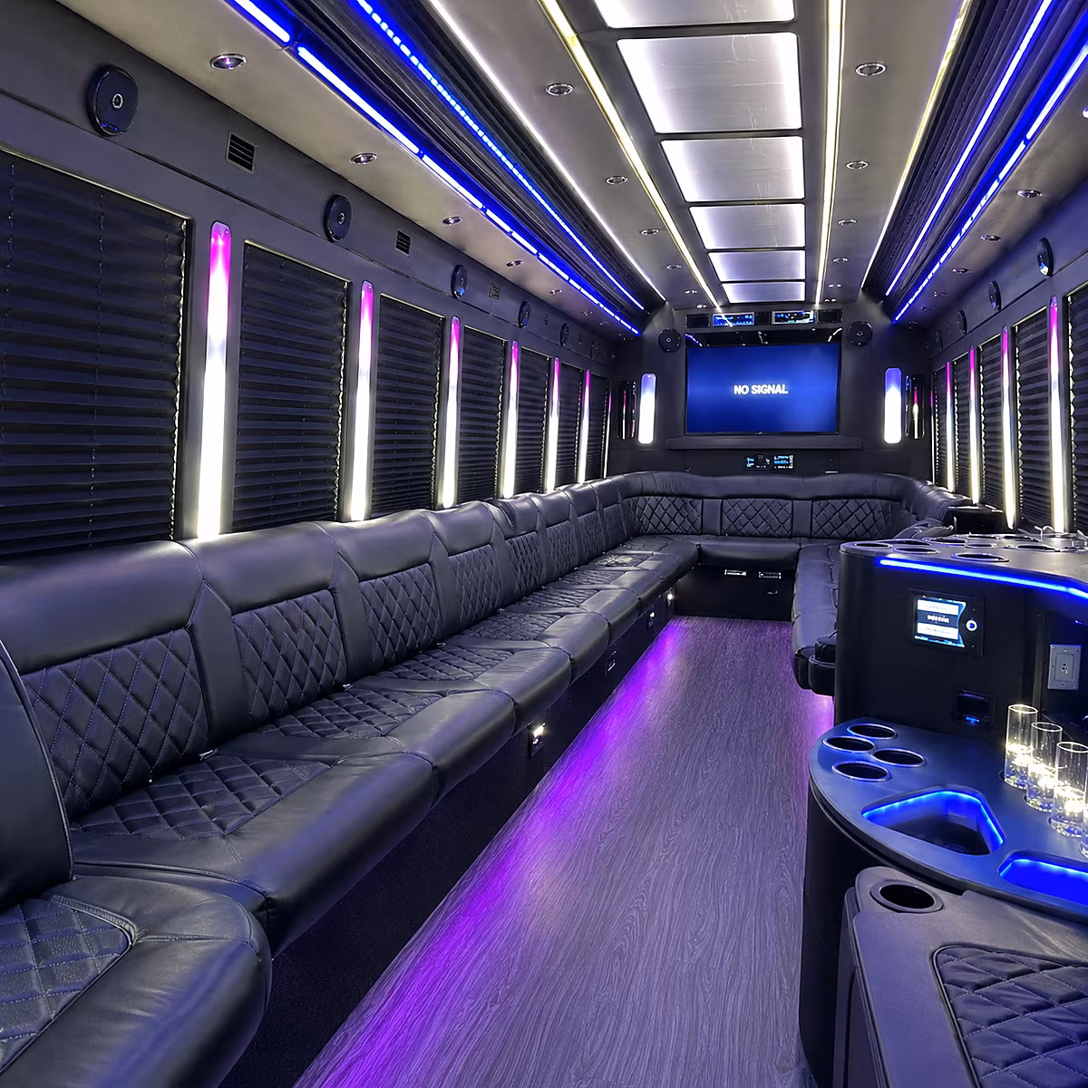 panama city 30 passenger party bus inside