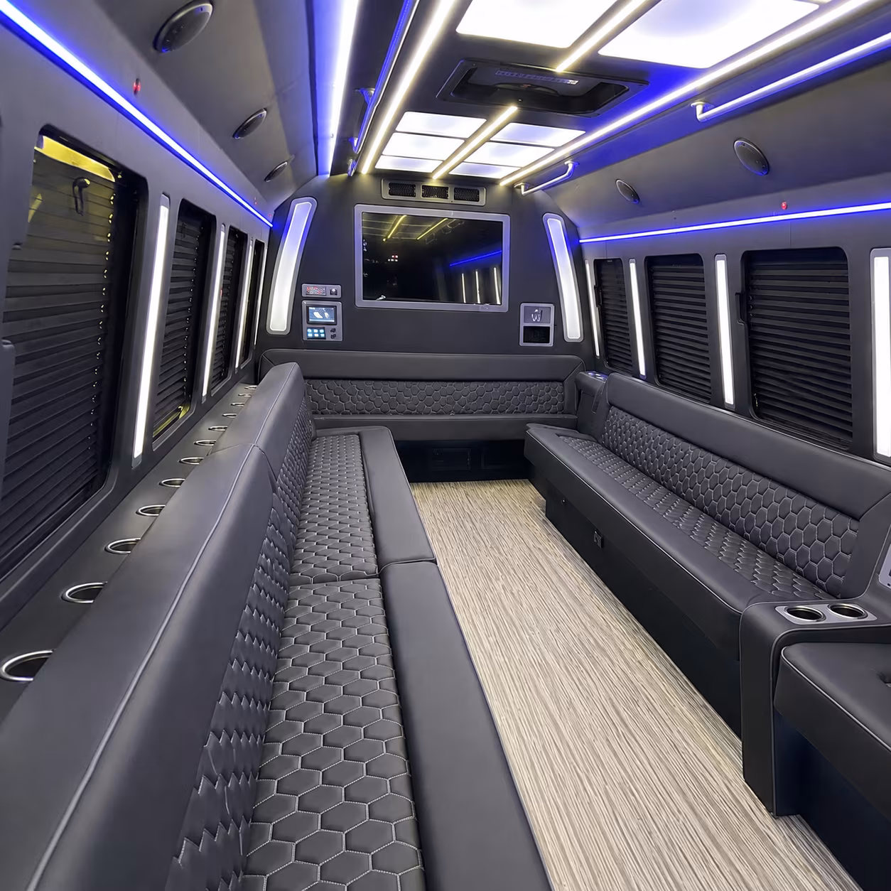 panama city 40 passenger party bus inside