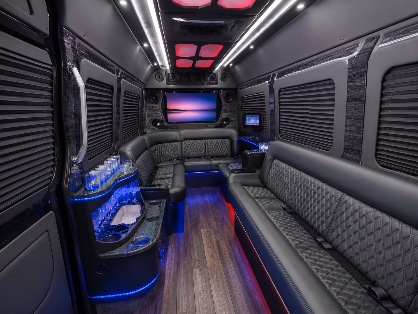 panama city 50 passenger party bus inside