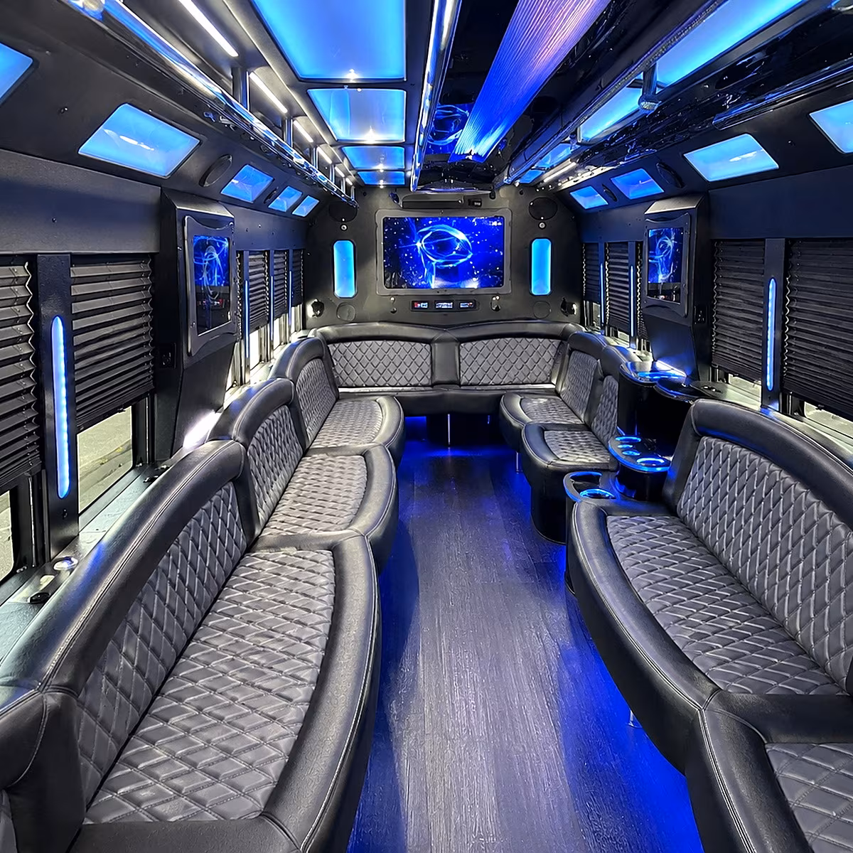 panama city 50 passenger party bus interior
